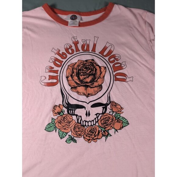 Greatful Dead T-Shirt Top Women's M Pink Red Rose Floral Graphic Outfit Cotton - Picture 2 of 8